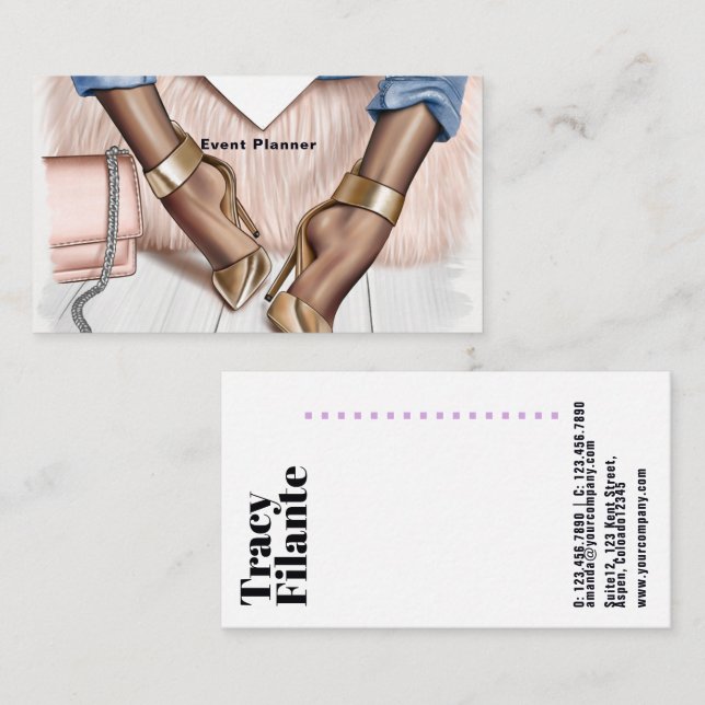 Cartão de Visita de Moda Glam Chic (Frente/Verso)