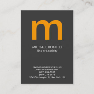 Cartão de visita de monograma amarelo da cinza mod