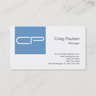 Cartão de visita de Monograma Branco Moderno de Te