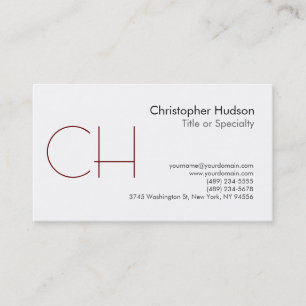 Cartão de visita de Monograma Branco Preto