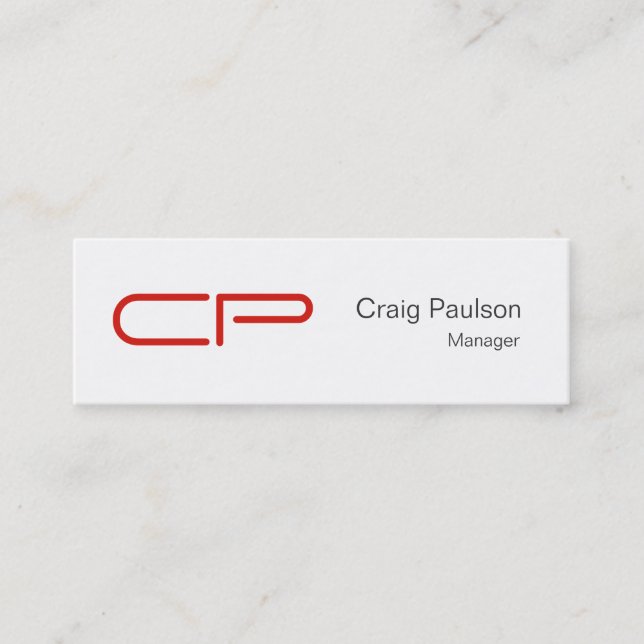 Cartão de visita de monograma branco preto fino pr (Frente)