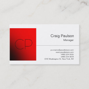 Cartão de visita de Monograma Chic Quadrado Branco