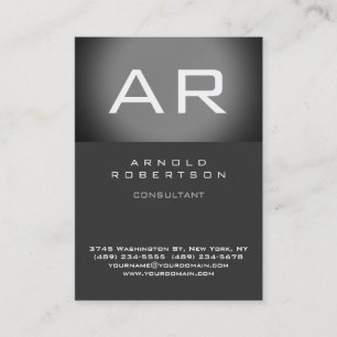 Cartão de visita de Monograma de Trendy Cinza na m