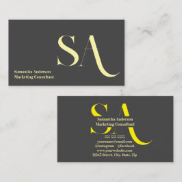 Cartão de visita de Monograma Minimalista Elegante