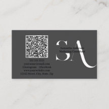 Cartão de visita de Monograma Minimalista Elegante