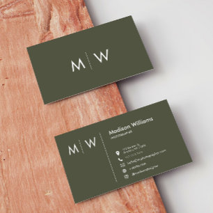 Cartão de visita de Monograma Mínimo Personalizado