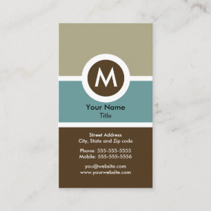 Cartão de visita de Monograma Moderno - Azul/Marr