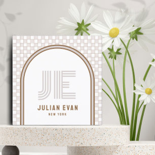 Cartão de visita de Monograma Retroativo Elegante