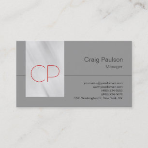 Cartão de visita de Monograma Temporário da Cinza 