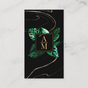 Cartão de visita de Monograma Tropical Moderno