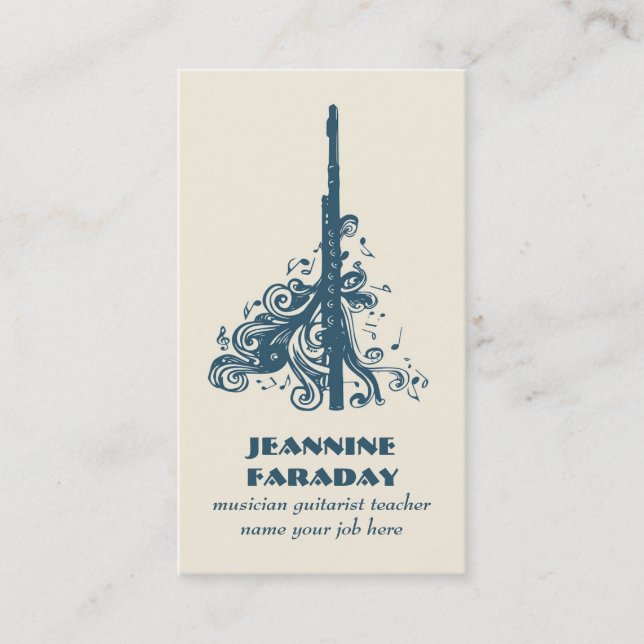 cartão de visita de música instrumental flauta (Frente)