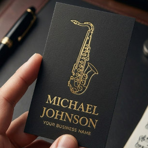 Cartão de Visita de Músico de Luxo Saxofone Dourad