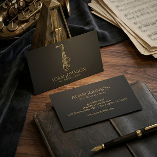 Cartão de Visita de Músico de Luxo Saxofone Dourad