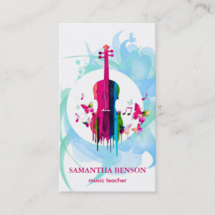 Cartão de visita de Músicos Elegante com Nota de