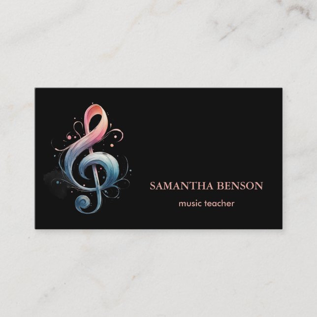 Cartão de visita de Músicos Elegante com Nota de M (Frente)