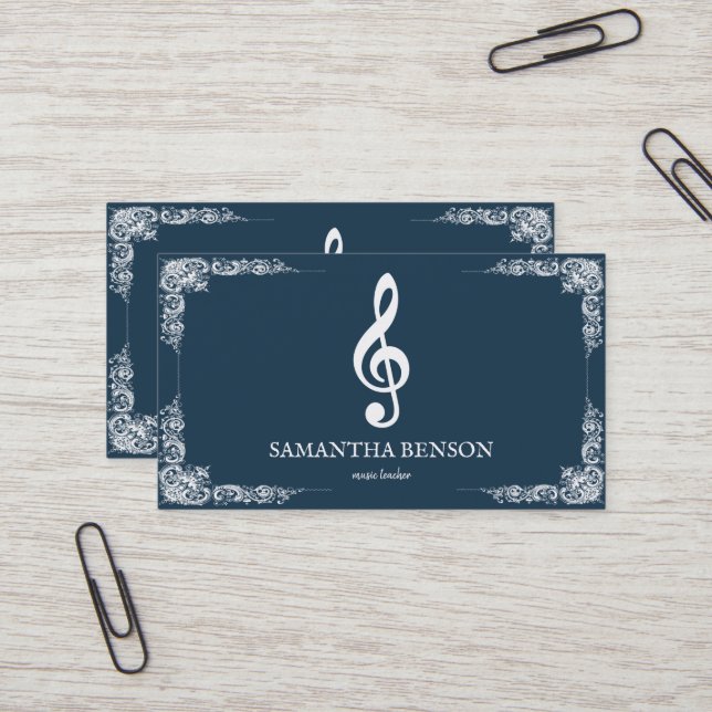 Cartão de visita de Músicos Elegante com Nota de M (Frente/Verso In Situ)