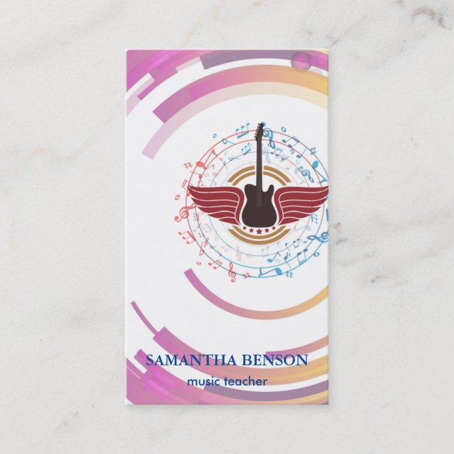 Cartão de visita de Músicos Elegante com Nota de M (Frente)