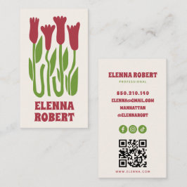 cartão de visita de negócios com flores boho groov