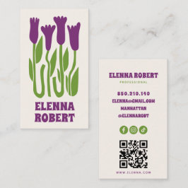 cartão de visita de negócios com flores boho groov