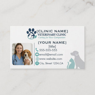 Cartão de Visita de Negócios de Clínica Veterinári