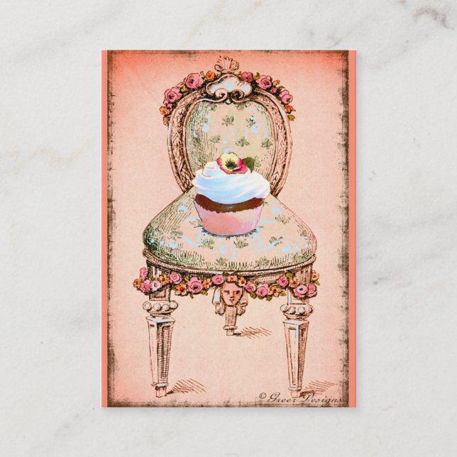 Cartão de visita de Negócios de Cupcake Rosa (Frente)