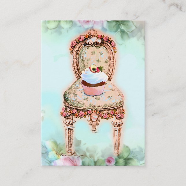 Cartão de visita de Negócios de Cupcake Rosa (Frente)