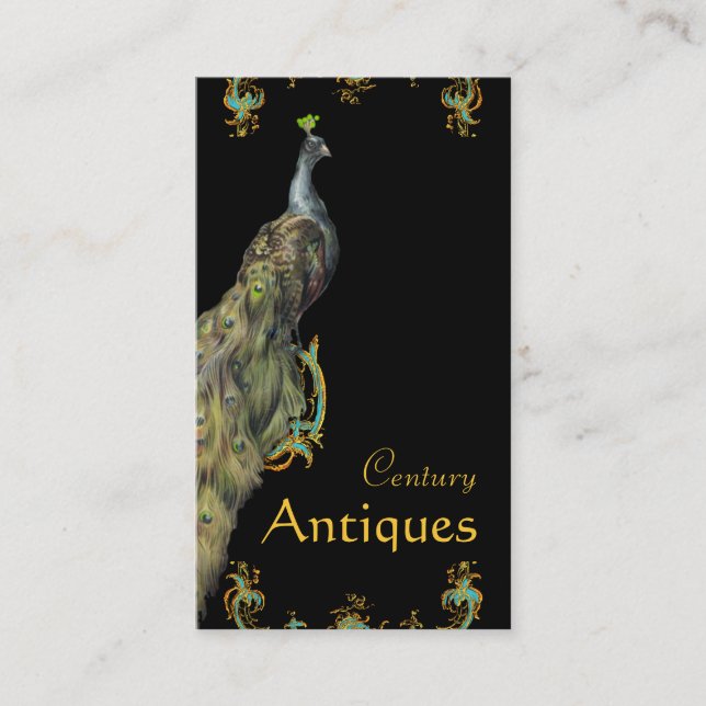 Cartão de visita de negócios do Peacock e do Scrol (Frente)