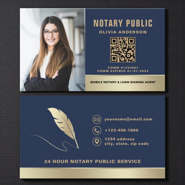 Cartão de Visita de Notário Público com Código QR  (Criador carregado)