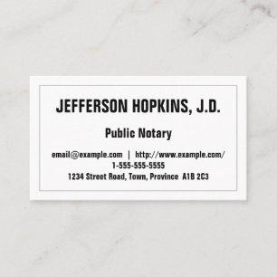 Cartão de visita de Notário Público mínimo e básic