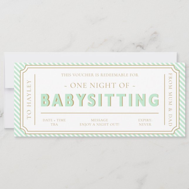 Cartão de Visita de Oferta de Babysitting Verde (Frente)