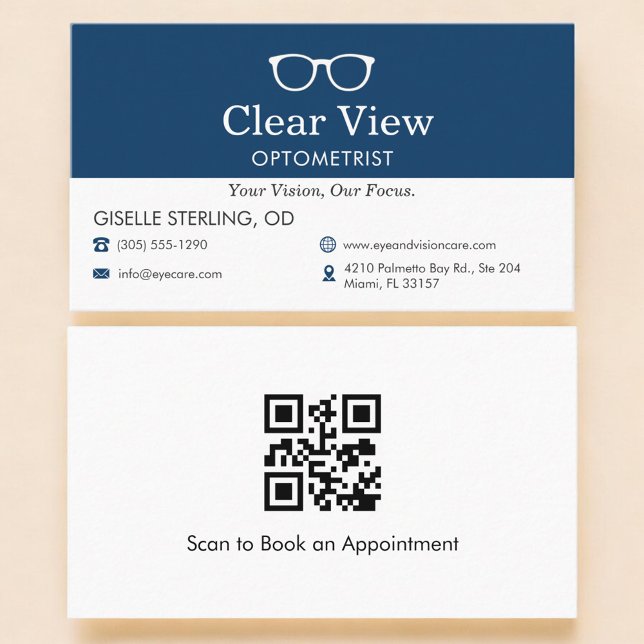 Cartão de Visita de Optometrista com Código QR (Criador carregado)