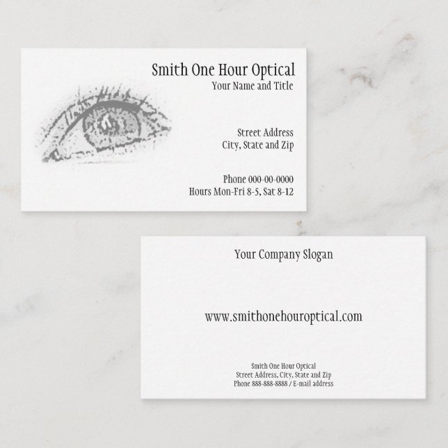 Cartão de visita de Optometristas (Frente/Verso)