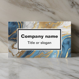Cartão de visita de ouro azul e mármore branco