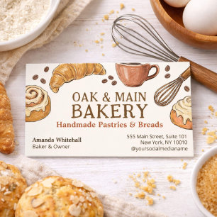 Cartão de Visita de Padaria Arte Pastry Rústico Ar