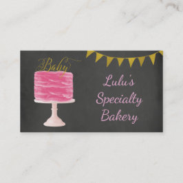 Cartão de visita de padaria chalkboard com bolo