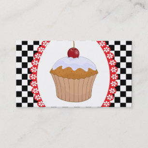 Cartão de Visita de Padaria Checkerboard Muffin
