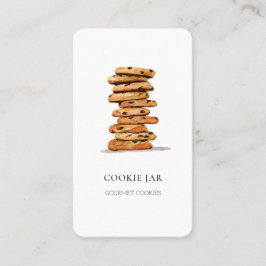 Cartão de visita de padaria com cookie em aquarela