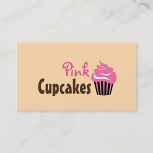 Cartão de Visita de Padaria de Cupcake Rosa Fofo