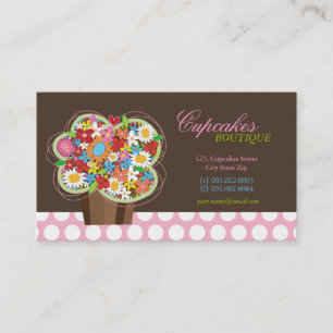 Cartão de visita de padaria de flores de Cupcake