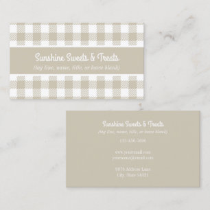 Cartão de visita de padaria de Xadrez branca e beg