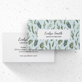 Cartão de visita de Padrão Botânico das Folhas Ver