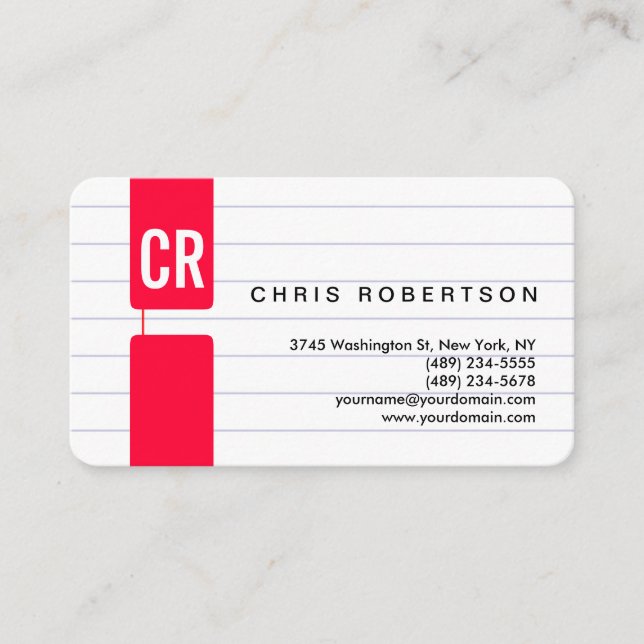 Cartão de visita de papel ligado por canto arredon (Frente)