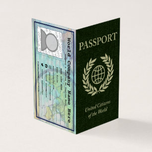 cartão de visita de passaporte verde