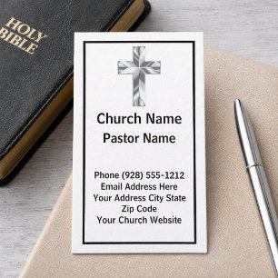 Cartão de Visita de Pastor Minimalista com Cruz Pr