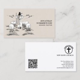 Cartão de Visita de Pastor Sênior | Jesus o Pastor