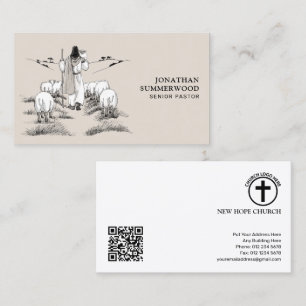 Cartão de Visita de Pastor Sênior   Jesus o Pastor