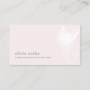 Cartão de visita de Pavão Branco-Rosa Elegante