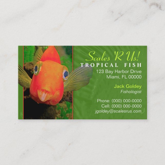 Cartão de Visita de Peixes Tropicais (Frente)