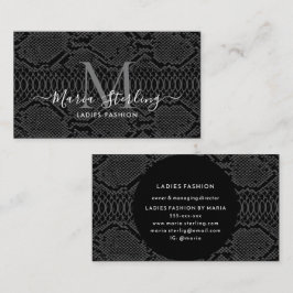 Cartão de visita de Pele de Python Preta