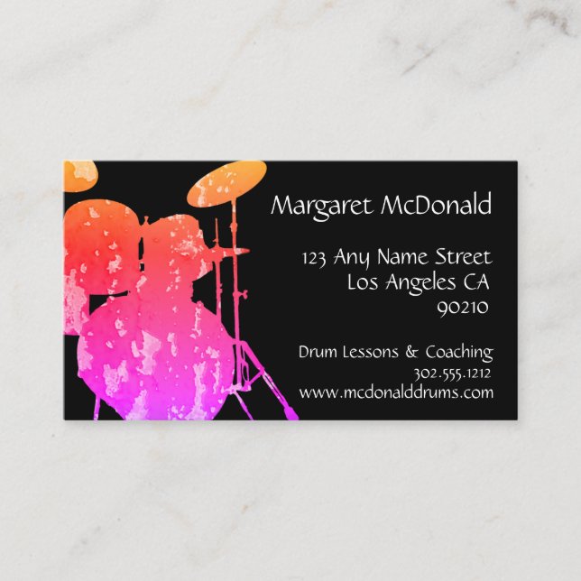 Cartão de visita de Percussão Cartão de visita do  (Frente)